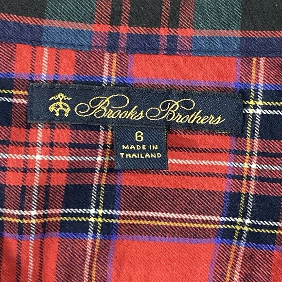 Brooks Brothers Stewart Plaid  6 SMALL Shirt Dress L/S Tie Belt Christmas Cotton - Picture 5 of 7